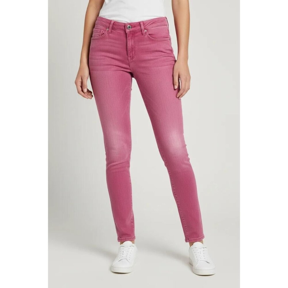 G By GUESS Women's Slightly Faded Super Skinny Denim Jeans Pink Size 26‎
